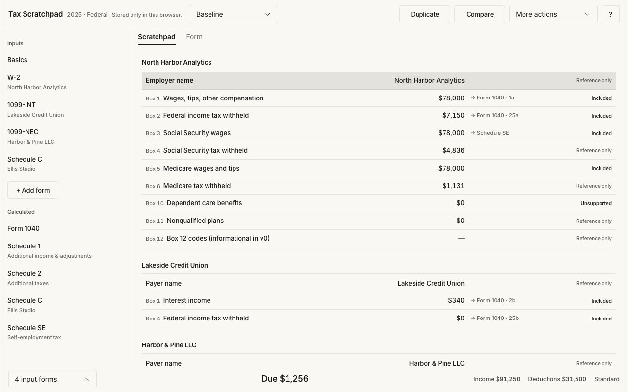 Tax Scratchpad website preview